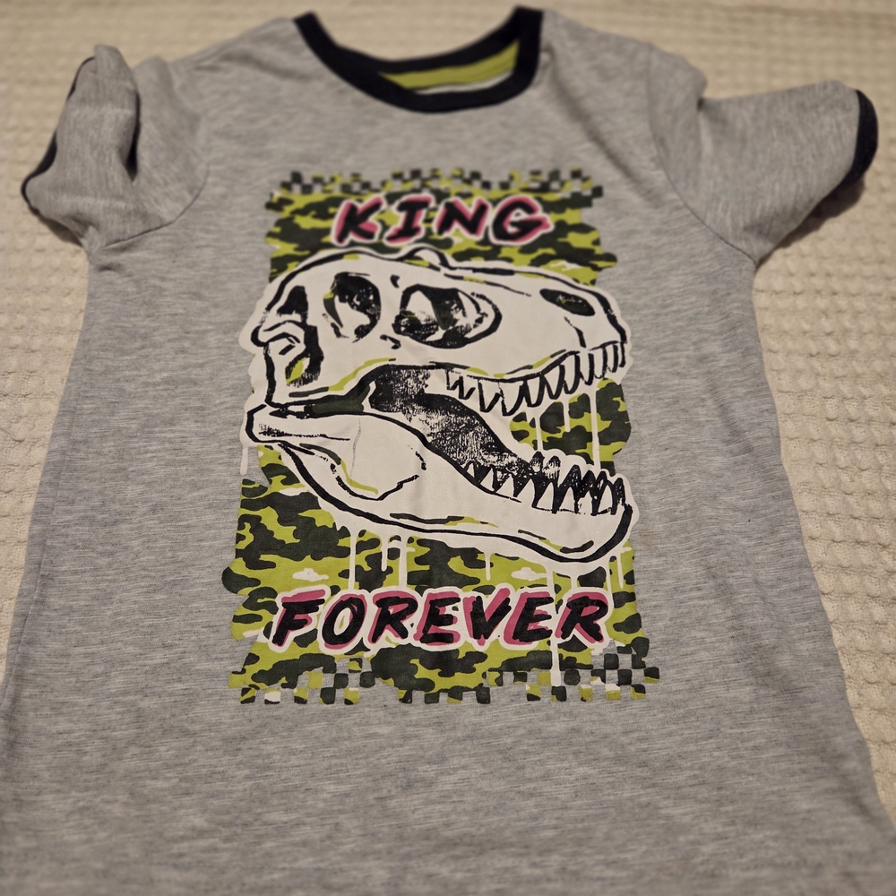 Kids Gray Dinosaur Graphic Polo Shirt